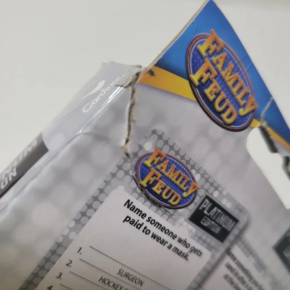 Family Feud Steve Harvey Jumbo Card Game Platinum Edition 3+ Players Torn Box